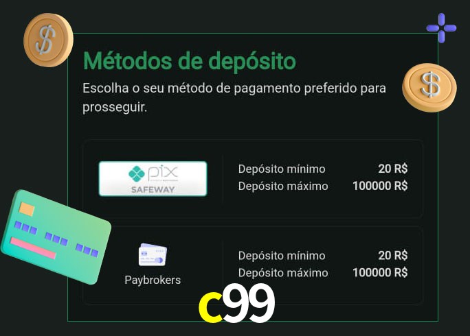 O cassino c99 oferece uma grande variedade de métodos de pagamento